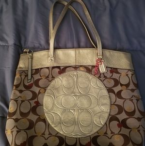 Coach bag- gold with hearts